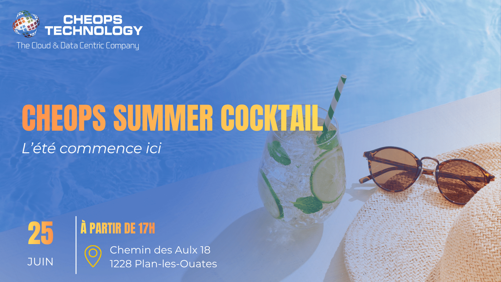 Visuel promotionnel pour un événement estival organisé par CHEOPS